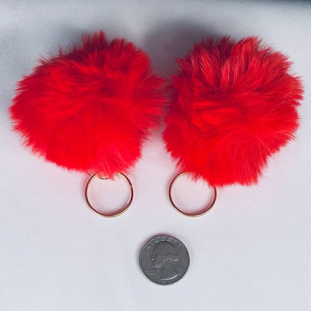 Red Pom Keychains, Small, Set of 2